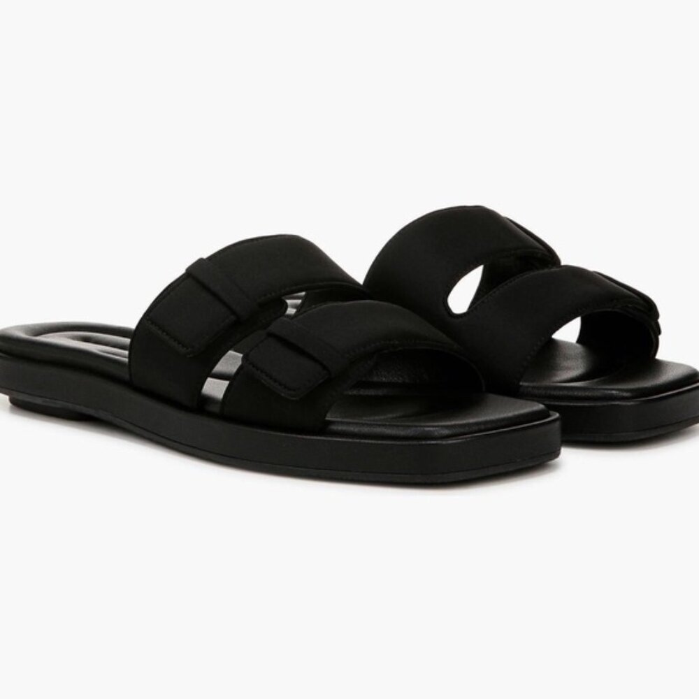 NWB Vince. RHODE-2B BLACK FB LEATHER UPPER & LINING Slide Sandal Size 8, 8.5, 9